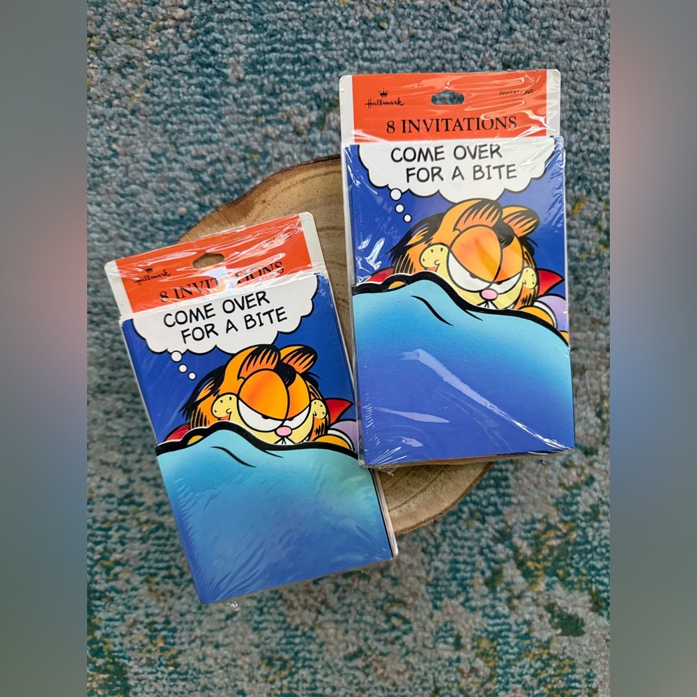 Vintage 90s Garfield Come Over For A Bite vampire Halloween party invites